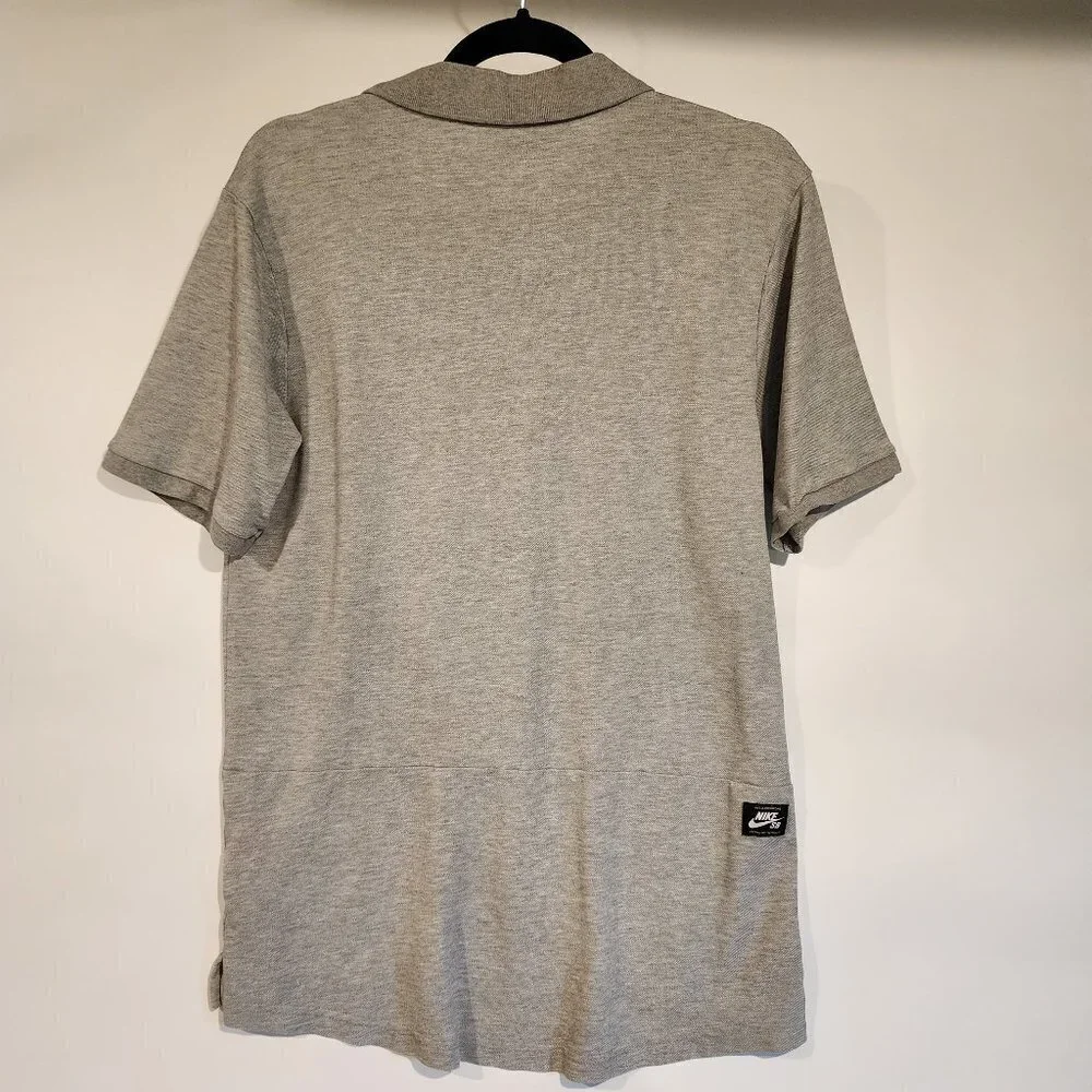 Nike BS Men's Dri-Fit Pique Olo Shirt Short Sleeve Grey Polo Textured Skateboard